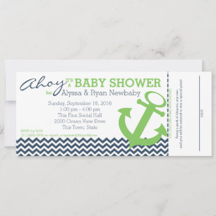 Invitation Baby shower d'Ancre Nautical Zigzag