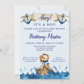 Invitation Baby shower d'Ancre nautique bleu (Devant)