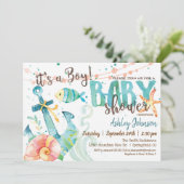 Invitation Baby shower d'Ancres nautiques, Boy (Debout devant)