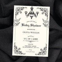 Baby shower d'anges gothiques vintage noir et blan