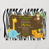 Invitation Baby shower d'animal de safari de jungle (Devant / Derrière)