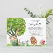 Invitation Baby shower d'animaux africains par courrier (Debout devant)