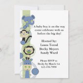 Invitation Baby shower d'animaux bleus et verts pour les garç (Dos)