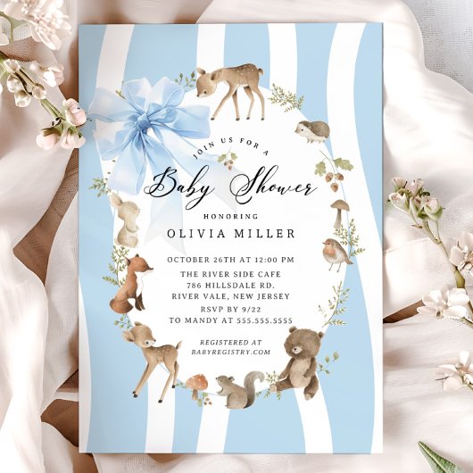Invitation Baby shower d'animaux boisés modernes