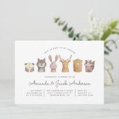 Invitation Baby shower d'animaux de bois de couleur pâle (Debout devant)