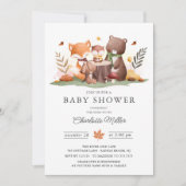 Invitation Baby shower d'animaux de bois doux (Devant)