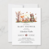 Invitation Baby shower d'animaux de bois doux (Devant)