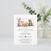 Invitation Baby shower d'animaux de bois doux (Debout devant)