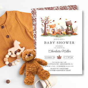Invitation Baby shower d'animaux de bois doux