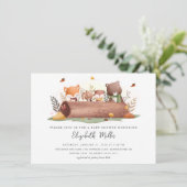 Invitation Baby shower d'animaux de bois doux (Debout devant)