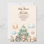 Invitation Baby shower d'animaux de bois doux (Devant)