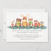 Invitation Baby shower d'animaux de bois doux d'hiver (Devant)