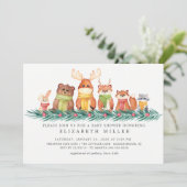 Invitation Baby shower d'animaux de bois doux d'hiver (Debout devant)