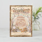 Invitation Baby shower d'animaux de bois glamour (Debout devant)