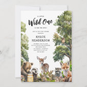 Invitation Baby shower d'animaux de bois mignons (Devant)