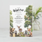 Invitation Baby shower d'animaux de bois mignons (Debout devant)