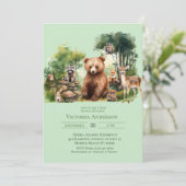 Invitation Baby shower d'animaux de bois mignons (Debout devant)