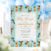 Invitation Baby shower d'animaux de bois mignons