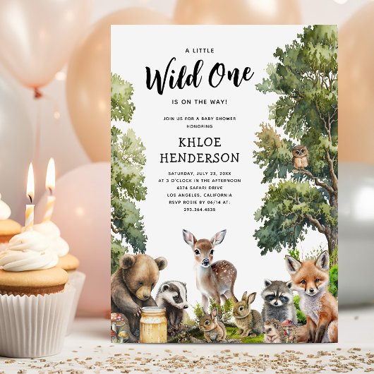 Invitation Baby shower d'animaux de bois mignons