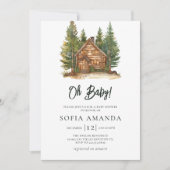 Invitation Baby shower d'animaux de bois mignons (Devant)