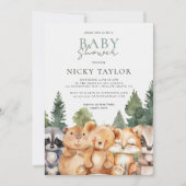 Invitation Baby shower d'animaux de bois mignons Boho (Devant)