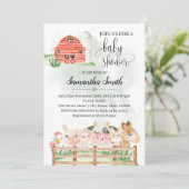 Invitation Baby shower d'animaux de ferme aquarelle pour bébé (Debout devant)