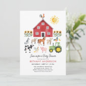 Invitation Baby shower d'animaux de ferme Barnyard (Debout devant)