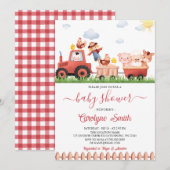 Invitation Baby shower d'animaux de ferme de Barnyard modifia (Devant / Derrière)