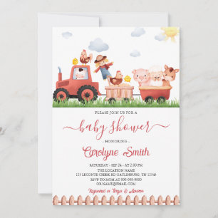 Invitation Baby shower d'animaux de ferme de Barnyard modifia