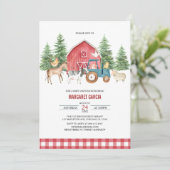 Invitation Baby shower d'animaux de ferme Red Barnyard (Debout devant)