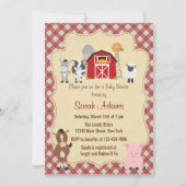 Invitation Baby shower d'animaux de ferme Rustique (Devant)