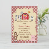 Invitation Baby shower d'animaux de ferme Rustique (Debout devant)