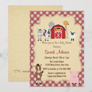 Invitation Baby shower d'animaux de ferme Rustique