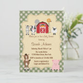 Invitation Baby shower d'animaux de ferme Rustique (Debout devant)