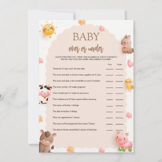 Invitation Baby shower d'animaux de ferme sur ou sous la cart