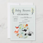 Invitation Baby shower d'animaux de forêt rustique (Devant)