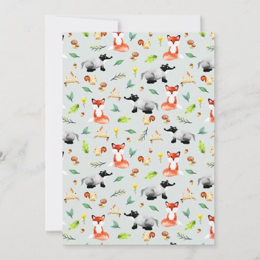 Invitation Baby shower d'animaux de forêt rustique (Dos)