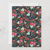 Invitation baby shower d'animaux de jardin rose à fleurs (Dos)