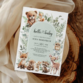 Invitation Baby shower d'animaux de la forêt à Sage
