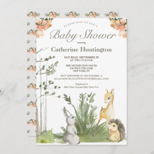 Invitation Baby shower d'animaux de la forêt douce