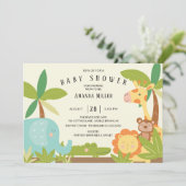 Invitation Baby shower d'animaux de la jungle mignonne (Debout devant)