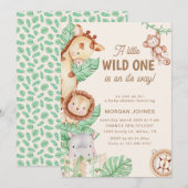 Invitation Baby shower d'animaux de la jungle mignonne (Devant / Derrière)