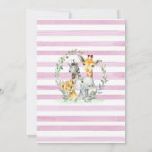 Invitation Baby shower d'animaux de la Jungle rose Floral (Dos)