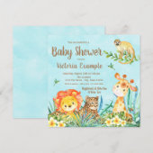 Invitation Baby shower d'animaux de la Jungle Safari (Devant / Derrière)