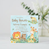 Invitation Baby shower d'animaux de la Jungle Safari (Debout devant)