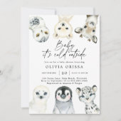 Invitation Baby shower d'animaux de l'Arctique (Devant)