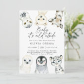 Invitation Baby shower d'animaux de l'Arctique (Debout devant)
