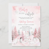 Invitation Baby shower d'animaux de l'Arctique rose (Devant)