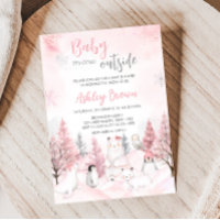 Baby shower d'animaux de l'Arctique rose