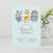 Invitation Baby shower d'animaux de zoo mignons (Debout devant)